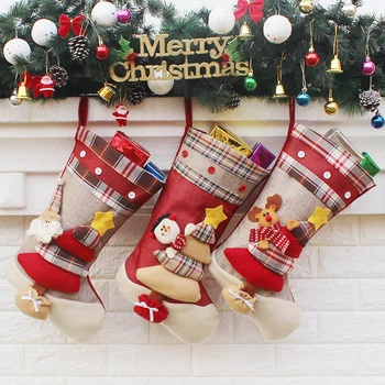 3D Yaratıcı Noel Çorap Dekorasyon Süsler Karikatür Noel Baba Kardan Adam Çorap Noel Süslemeleri Ev İçin Şömine