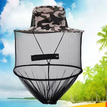 40 % HOTCamouflage Açık Balıkçılık Sunproof Anti Sivrisinek Örgü Şapka Yüz Koruyucu CapS1