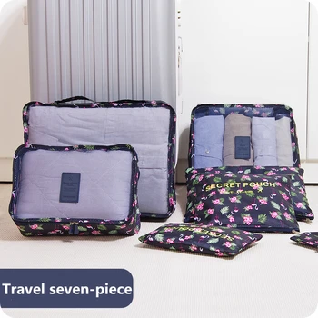 7 Adet / takım Seyahat Organizatör Saklama Torbaları Taşınabilir Bagaj Organizatör Giyim Düzenli Kılıfı Bavul Ambalaj Seti Saklama Kutuları