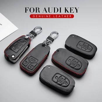 Deri Araba Anahtarı Durum Kapak İçin Audi TTS TT MK3 8S A1 A3 8P A4 B7 B6 B9 B8 A5 A6 4F C6 A7 A8 Q3 Q5 Q7 Q8 R8 Anahtarlık Aksesuarları