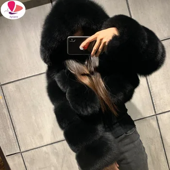 Kadın Yumuşak Kapşonlu Kürk Ceket Kış Faux Fox Kürk Palto Kürklü Lüks Bayan Sahte Kürk Ceket Yüksek Kaliteli Kadın Ceket Kalın Ceket
