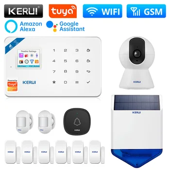 KERUI W181 WİFİ GSM Alarm Akıllı Ev Kiti Alarm Sistemi Tuya Akıllı Destek Alexa Hareket sensör dedektörü Açık Güneş Siren