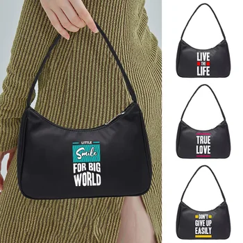 Omuz Koltukaltı Çanta İfade Baskı Rahat Kadınlar için Moda Bayanlar Günlük Basit Küçük Omuz alışveriş el çantaları Fermuarlı Kese