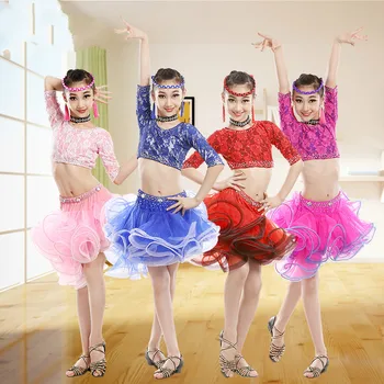 Renkli Dantel Latin Dans Elbise Çocuklar için Seksi Latin Balo Salonu Elbise Sahne Gösterisi Tango dans elbiseleri Yetişkin Dans Giyim 89