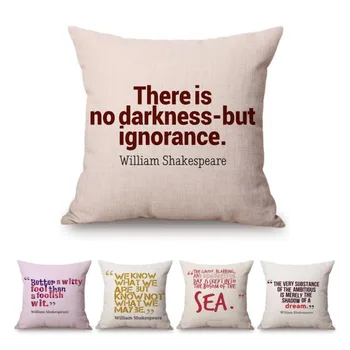 William Shakespeare Tırnaklar Mektuplar Baskı Edebiyat Ev Dekoratif Kanepe Yastık Kılıfı Okuma Odası Kütüphane Dekor minder örtüsü