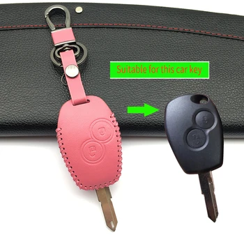 Yüksek kalite hakiki deri araba anahtarı kapağı, 2 düğme Renault Clio Scenic Megane Duster Sandero Koleos Captur Twingo